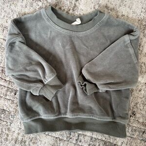 Quincy Mae Olive Green velour Crewneck Sweatshirt